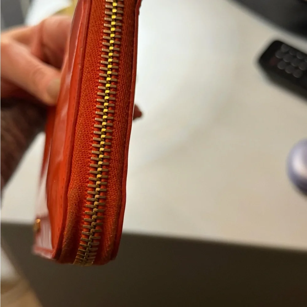 Miu Miu Bright Orange Leather Clutch